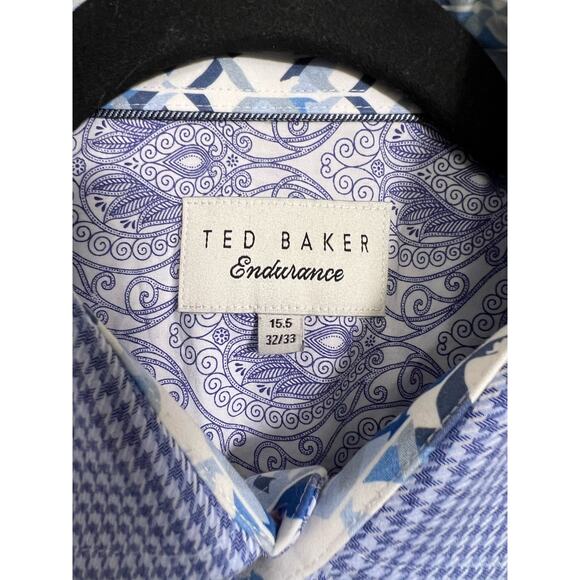 Ted Baker Blue Gingham Check Long Sleeve Button Down Shirt - 15.5, 32/33 - Picture 2 of 11